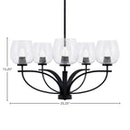 Cavella Five Light Chandelier in Matte Black with 6" Clear Bubble Shade