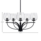 Cavella Five Light Chandelier in Matte Black with 6" Smoke Bubble Shade