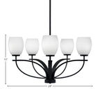Cavella Five Light Chandelier in Matte Black with 5" White Linen Shade