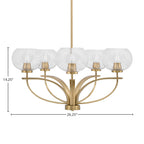 Cavella Five Light Chandelier in New Age Brass with 7" Clear Bubble Shade