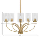 Cavella Five Light Chandelier in New Age Brass with 4" Clear Bubble Shade