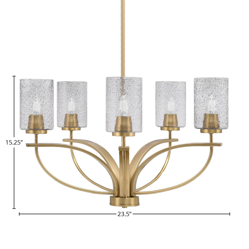 Cavella Five Light Chandelier in New Age Brass with 4" Smoke Bubble Shade