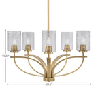 Cavella Five Light Chandelier in New Age Brass with 4" Smoke Bubble Shade
