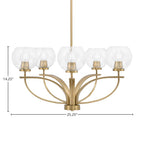 Cavella Five Light Chandelier in New Age Brass with 5.75" Clear Bubble Shade