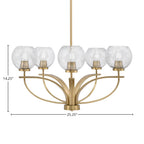 Cavella Five Light Chandelier in New Age Brass with 5.75" Smoke Bubble Shade