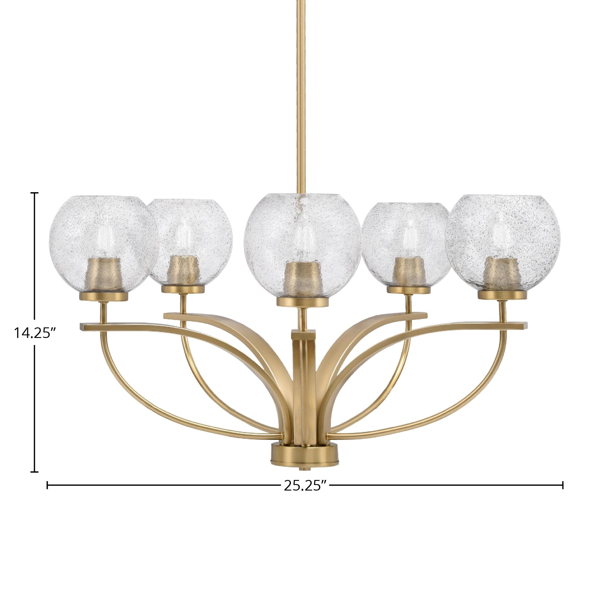 Cavella Five Light Chandelier in New Age Brass with 5.75" Smoke Bubble Shade