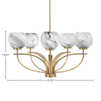Cavella Five Light Chandelier in New Age Brass with 5.75" Onyx Swirl Shade