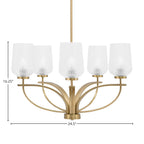 Cavella Five Light Chandelier in New Age Brass with 5" Clear Textured Shade