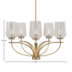 Cavella Five Light Chandelier in New Age Brass with 5" Silver Textured Shade