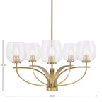 Cavella Five Light Chandelier in New Age Brass with 6" Clear Bubble Shade