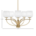Cavella Five Light Chandelier in New Age Brass with 6" White Marble Shade