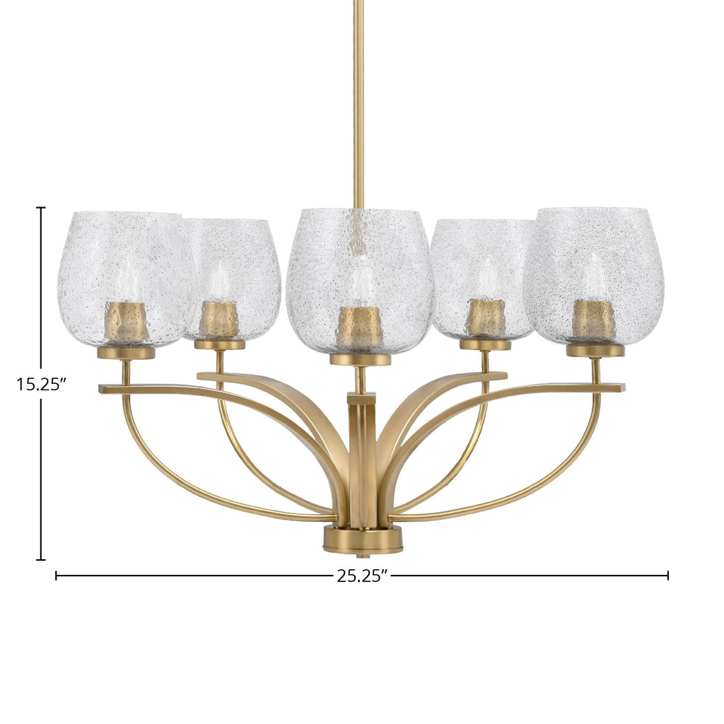 Cavella Five Light Chandelier in New Age Brass with 6" Smoke Bubble Shade