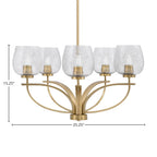 Cavella Five Light Chandelier in New Age Brass with 6" Smoke Bubble Shade