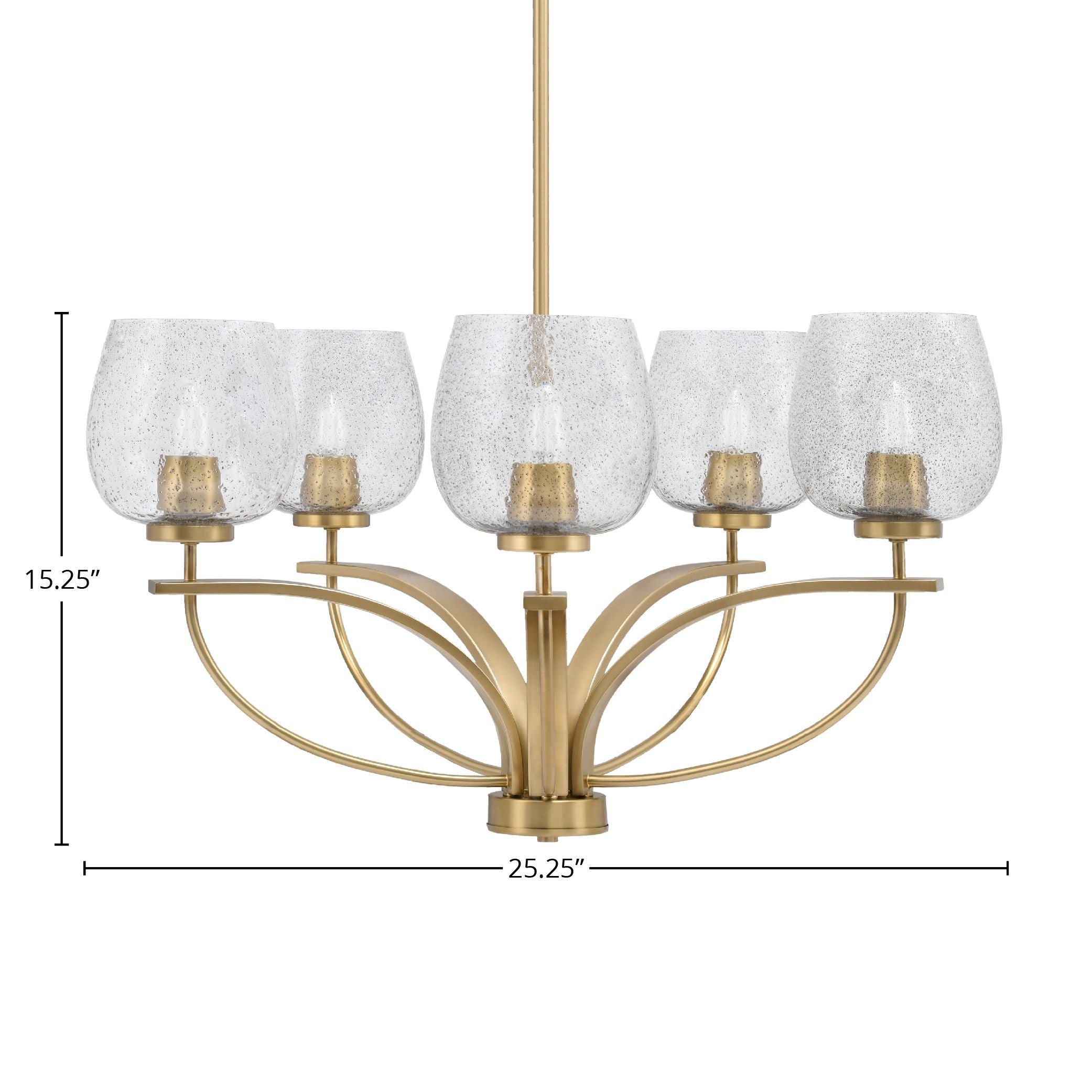 Cavella Five Light Chandelier in New Age Brass with 6" Smoke Bubble Shade
