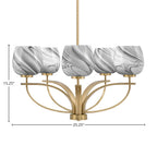 Cavella Five Light Chandelier in New Age Brass with 6" Onyx Swirl Shade