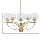 Cavella Five Light Chandelier in New Age Brass with 6" Clear Ribbed Shade