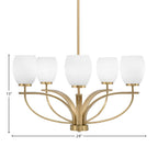 Cavella Five Light Chandelier in New Age Brass with 5" White Linen Shade