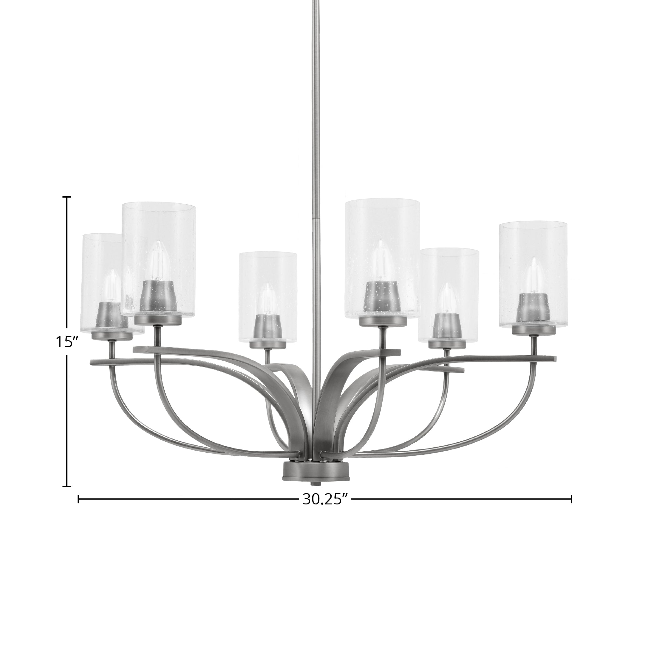 Cavella Six Light Chandelier in Graphite with 4" Clear Bubble Shade