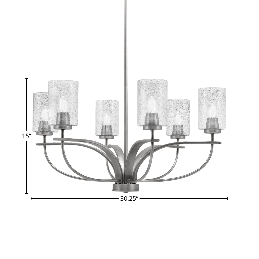 Cavella Six Light Chandelier in Graphite with 4" Smoke Bubble Shade
