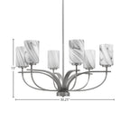 Cavella Six Light Chandelier in Graphite with 4" Onyx Swirl Shade