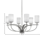 Cavella Six Light Chandelier in Graphite with 4" White Muslin Shade
