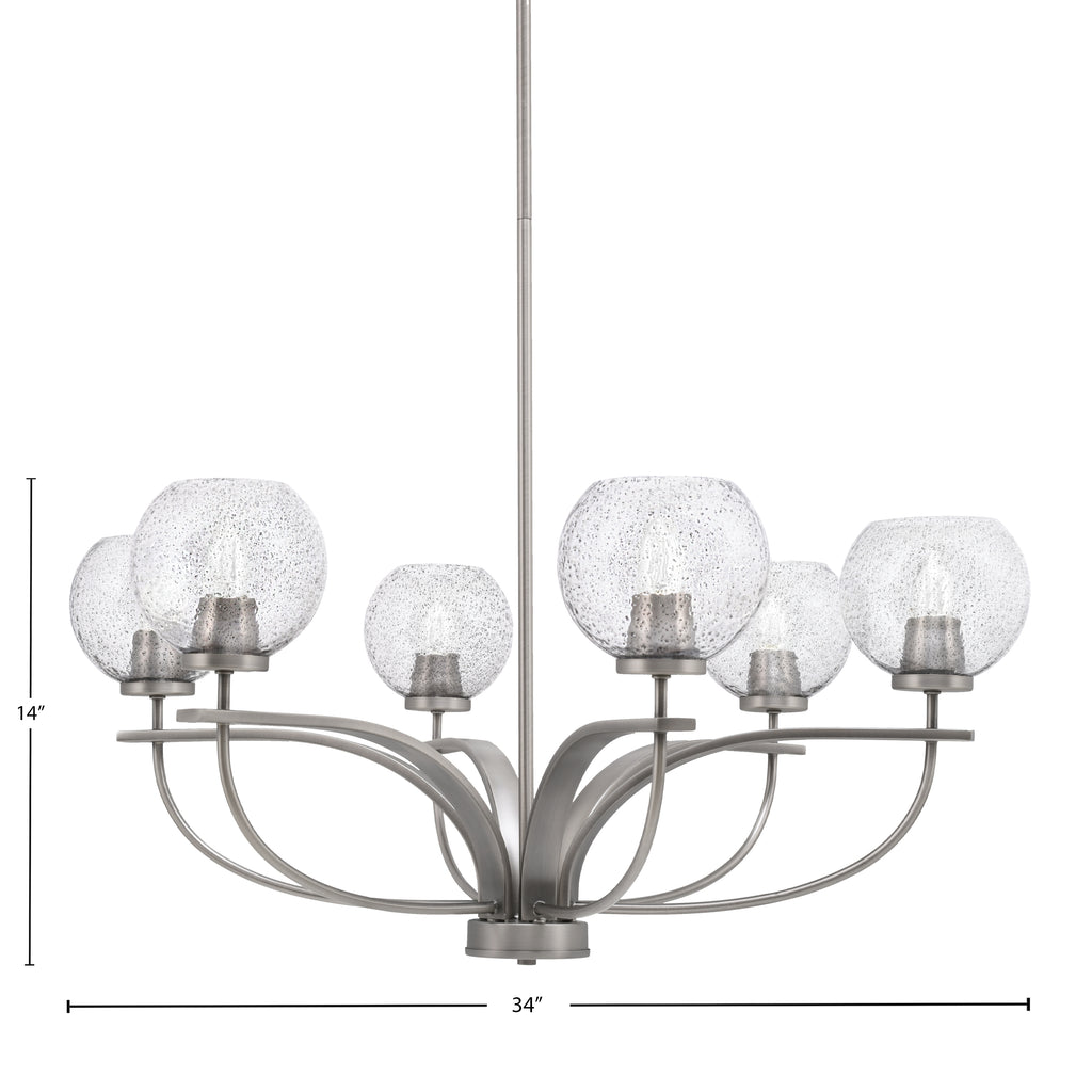 Cavella Six Light Chandelier in Graphite with 5.75" Smoke Bubble Shade