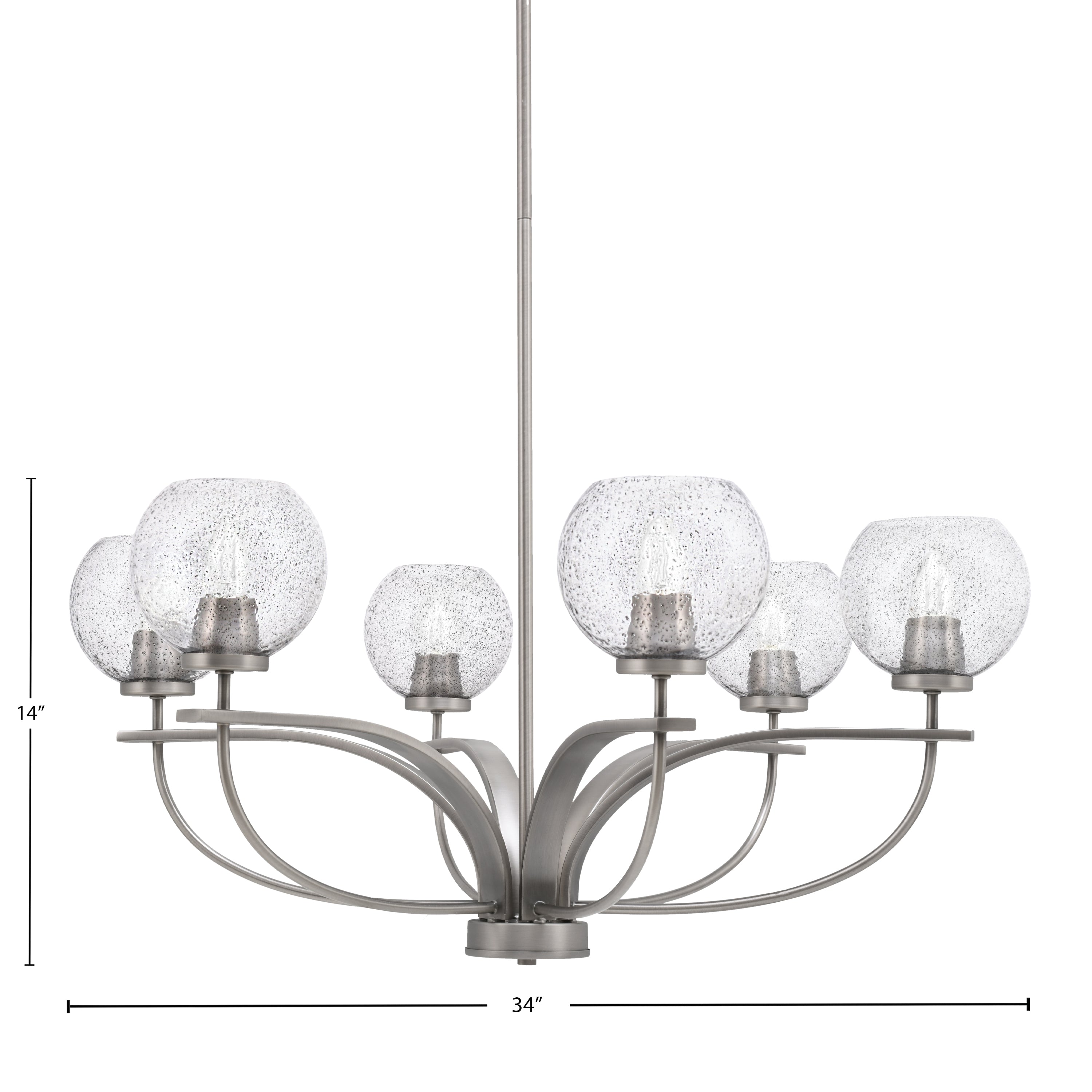Cavella Six Light Chandelier in Graphite with 5.75" Smoke Bubble Shade