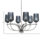 Cavella Six Light Chandelier in Graphite with 5" Smoke Textured Shade