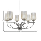 Cavella Six Light Chandelier in Graphite with 5" Silver Textured Shade