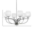 Cavella Six Light Chandelier in Graphite with 6" White Marble Shade