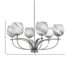 Cavella Six Light Chandelier in Graphite with 6" Onyx Swirl Shade