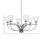 Cavella Six Light Chandelier in Graphite with 5" Clear Ribbed Shade