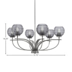 Cavella Six Light Chandelier in Graphite with 6" Smoke Ribbed Shade