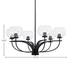 Cavella Six Light Chandelier in Matte Black with 7" Clear Bubble Shade