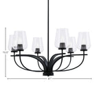 Cavella Six Light Chandelier in Matte Black with 5" Clear Bubble Shade