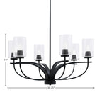 Cavella Six Light Chandelier in Matte Black with 4" Clear Bubble Shade