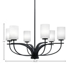Cavella Six Light Chandelier in Matte Black with 4" White Marble Shade