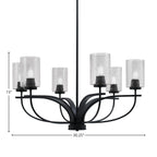 Cavella Six Light Chandelier in Matte Black with 4" Smoke Bubble Shade