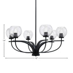Cavella Six Light Chandelier in Matte Black with 5.75" Smoke Bubble Shade