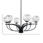 Cavella Six Light Chandelier in Matte Black with 5.75" Onyx Swirl Shade
