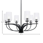 Cavella Six Light Chandelier in Matte Black with 5" Clear Textured Shade
