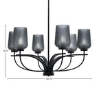 Cavella Six Light Chandelier in Matte Black with 5" Smoke Textured Shade