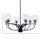 Cavella Six Light Chandelier in Matte Black with 6" Clear Bubble Shade