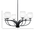 Cavella Six Light Chandelier in Matte Black with 6" White Marble Shade