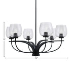 Cavella Six Light Chandelier in Matte Black with 6" Smoke Bubble Shade
