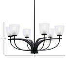Cavella Six Light Chandelier in Matte Black with 5" Clear Ribbed Shade