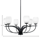 Cavella Six Light Chandelier in Matte Black with 5" White Linen Shade