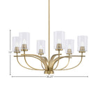 Cavella Six Light Chandelier in New Age Brass with 4" Clear Bubble Shade