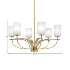 Cavella Six Light Chandelier in New Age Brass with 4" White Marble Shade