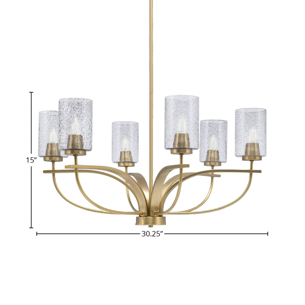 Cavella Six Light Chandelier in New Age Brass with 4" Smoke Bubble Shade